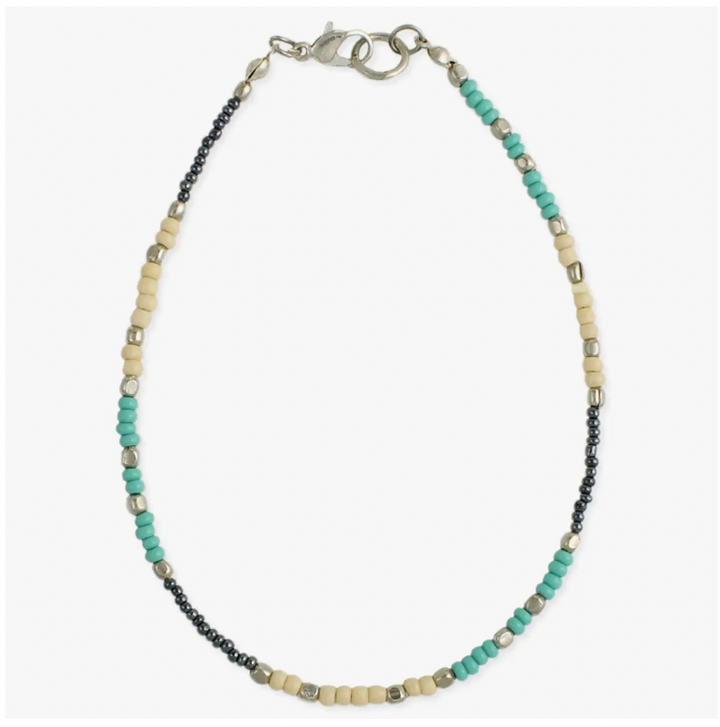 Sweet Simplicity Cream Turquoise Anklet