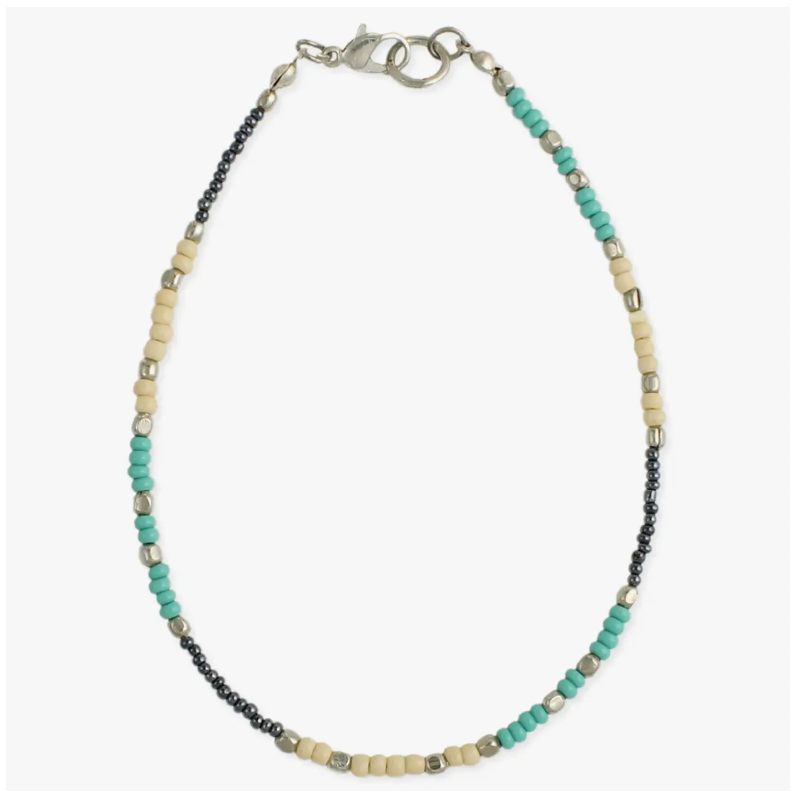 Sweet Simplicity Cream Turquoise Anklet