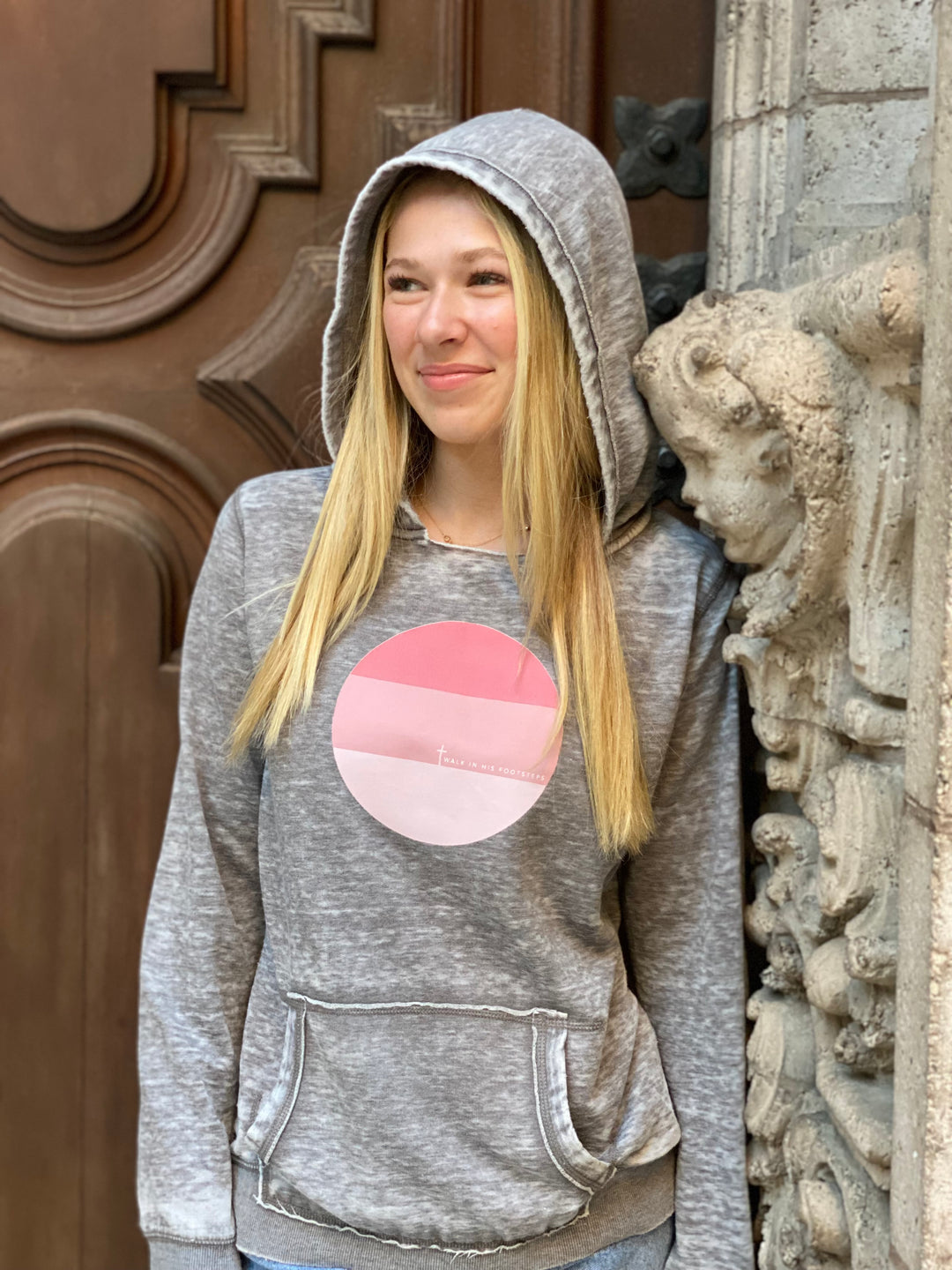 Womens Pink Colorblock Christian Hoodie
