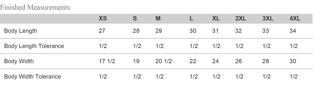 sizing chart