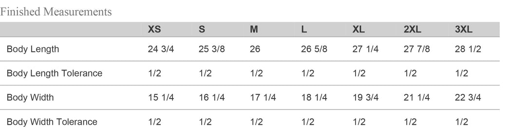 size chart