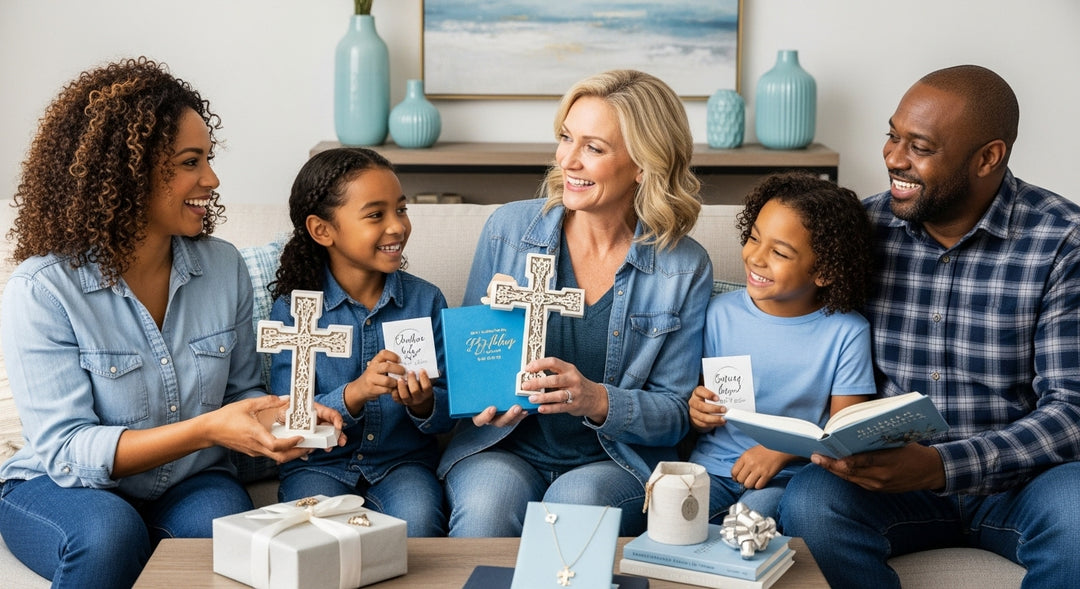 christian gift exchange, faith gifts, family celebration
