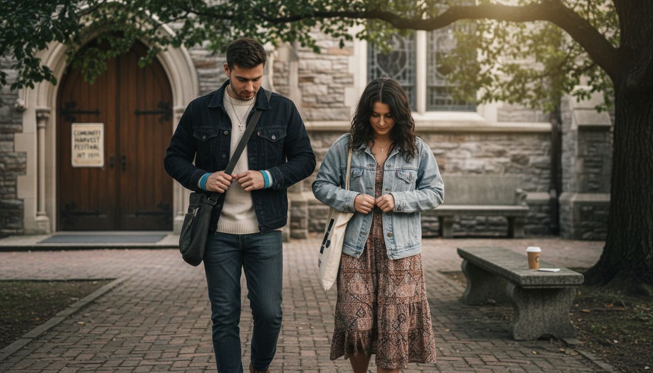 Young adults wearing modest Christian-inspired outfits