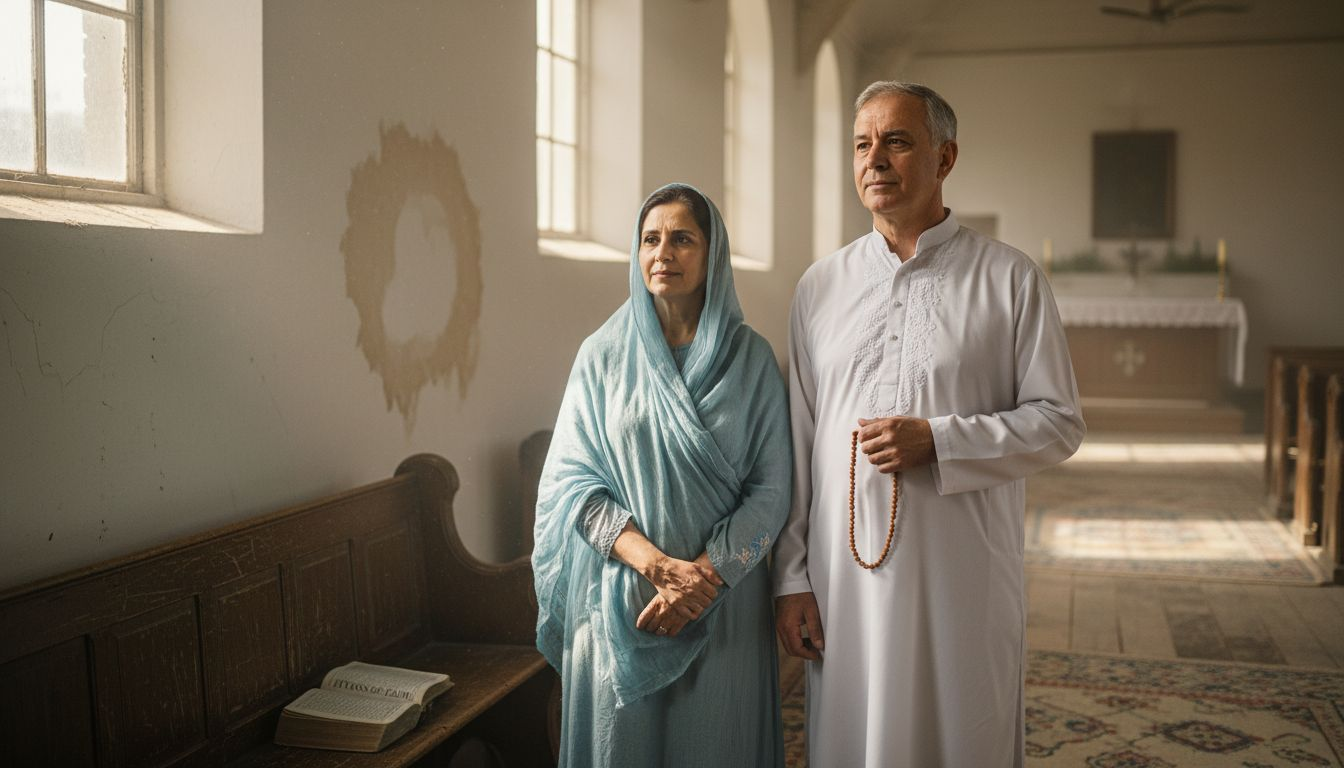 Man and woman in traditional religious apparel