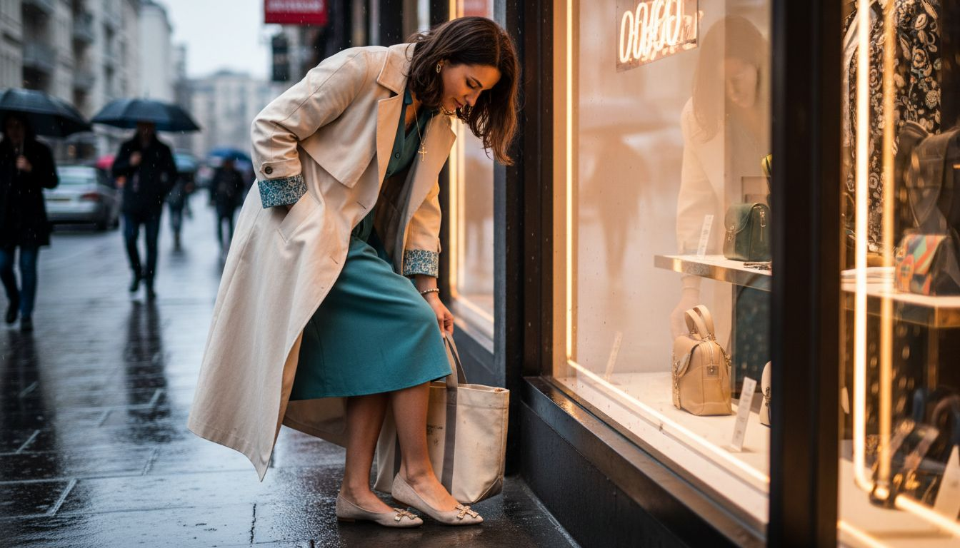Woman styling outfit with Christian shoes