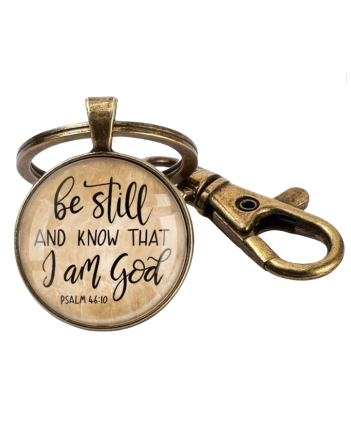 Brass & Glass Bible Verse Keychain