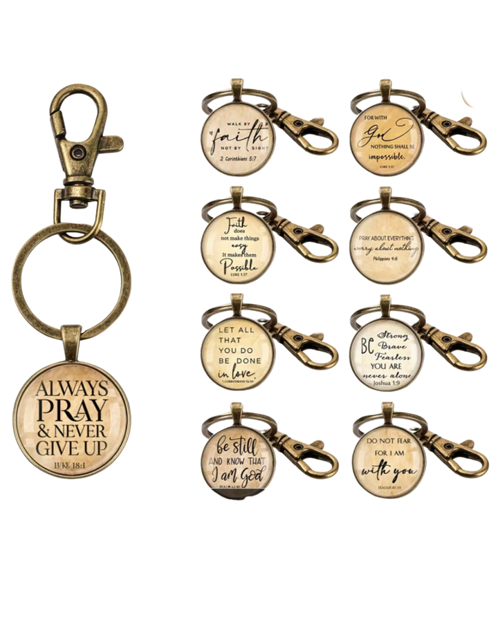 Brass & Glass Bible Verse Keychain