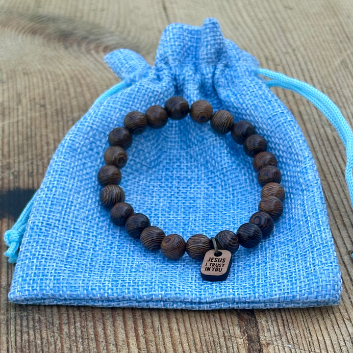 Wooden Jesus I Trust in You Bracelet