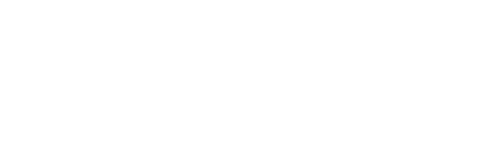 Walk In His Footsteps logo, all white