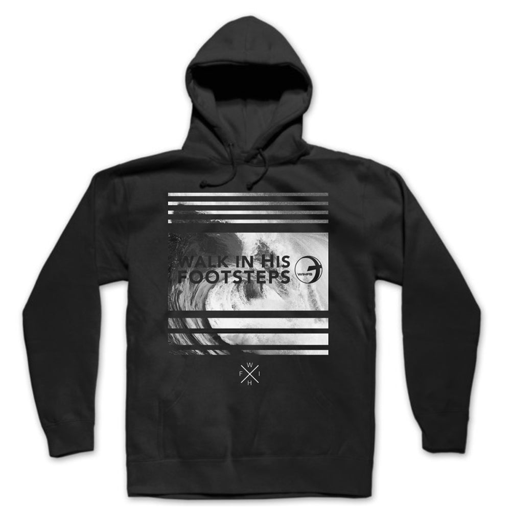 Black & White Wave Premium Christian Hoodie – Walk In His Footsteps